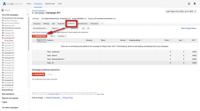 remarketing list in google adwords
